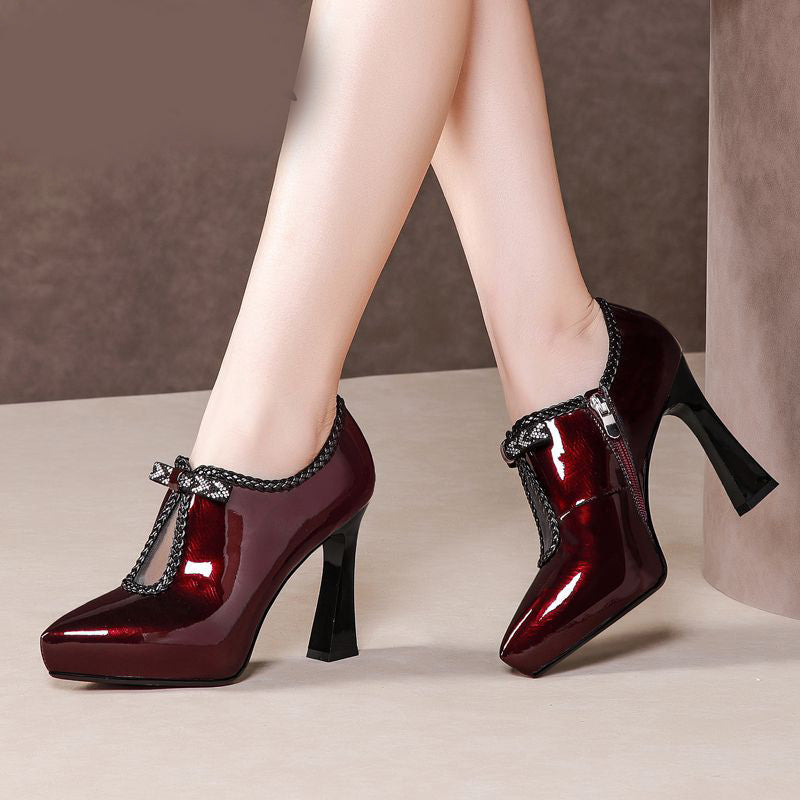 Black Leather Heels | Low Top High Heels | WhiteDiamonds