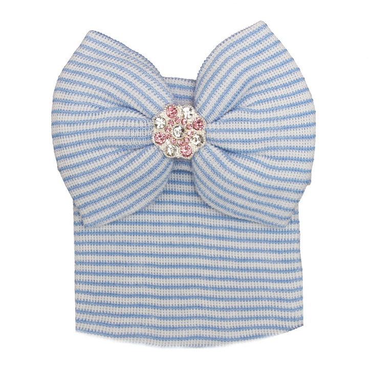 European and American baby striped tire hat big butterfly shiny diamond autumn and winter newborn baby knitted hat