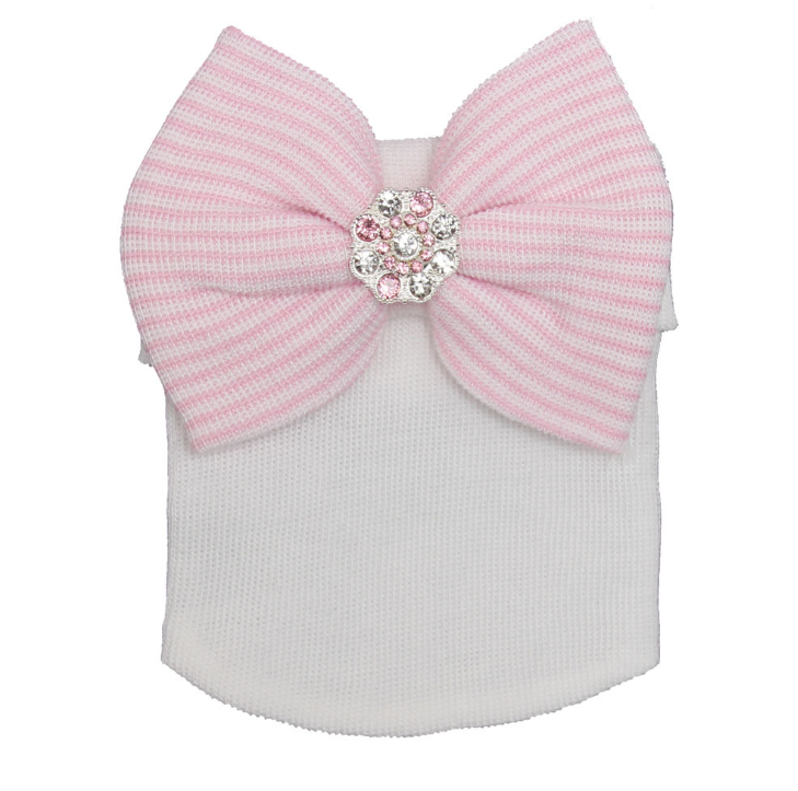 European and American baby striped tire hat big butterfly shiny diamond autumn and winter newborn baby knitted hat