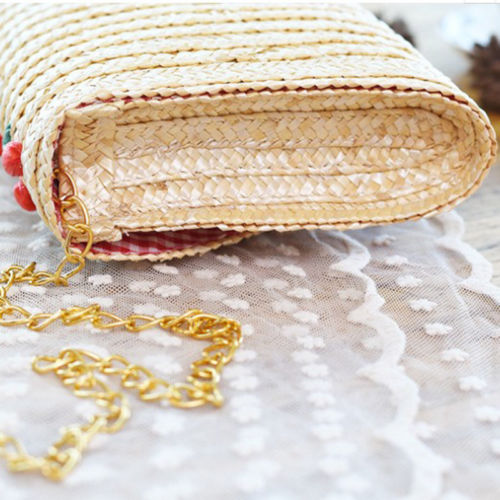 Hand-embroidered Straw Woven Straw Fruit Bag