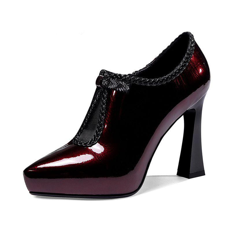 Black Leather Heels | Low Top High Heels | WhiteDiamonds