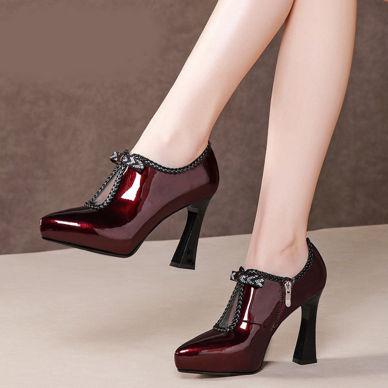 Black Leather Heels | Low Top High Heels | WhiteDiamonds