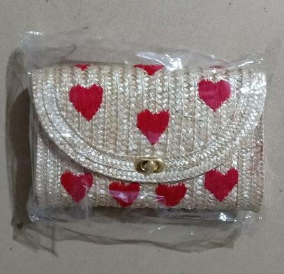 Hand-embroidered Straw Woven Straw Fruit Bag
