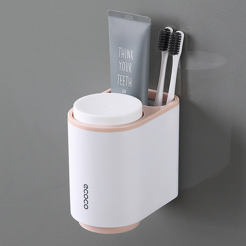 Wall-Mounted Toothbrushing Cup Wall-Mounted Bathroom Place Gargle Cup Electric Dental Cylinder Set Free Punch