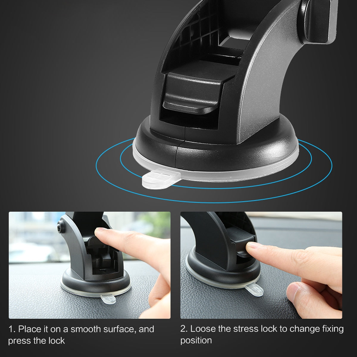 Car Phone Holder | Dashboard Suction Cup | WhiteDiamonds