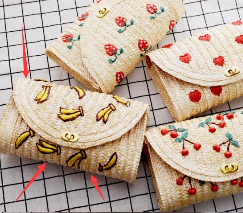 Hand-embroidered Straw Woven Straw Fruit Bag