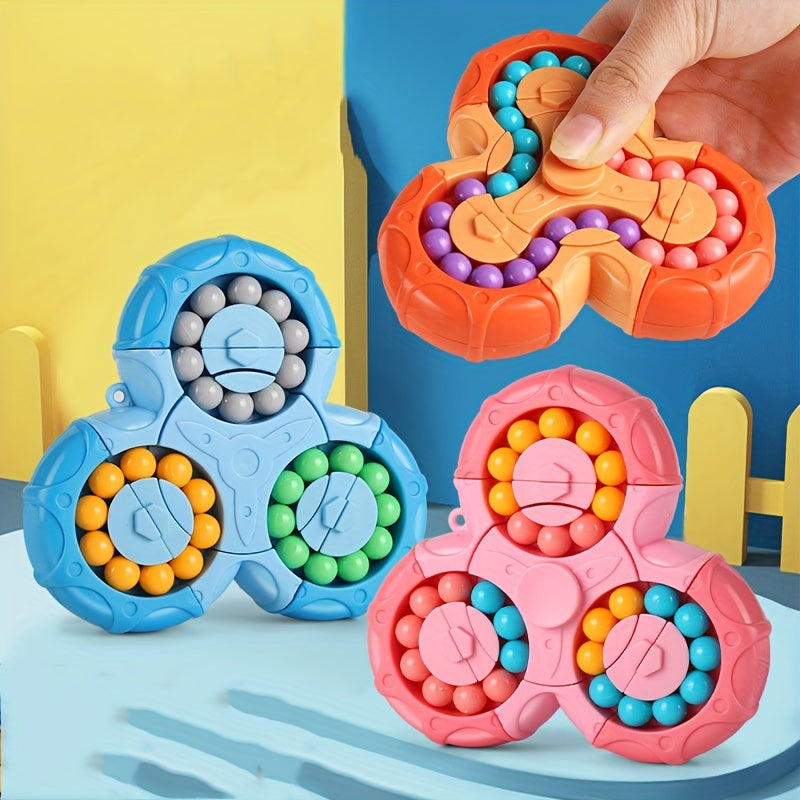 Magic Bean Puzzle Toy, Rotating Magic Bean Cube&Fidget Spinner Toys 2-in-1, Magic Ball Brain Teaser STEM Game, Gift For Kids Boys Girls, Teens And Adult For Birthday Christmas New Year