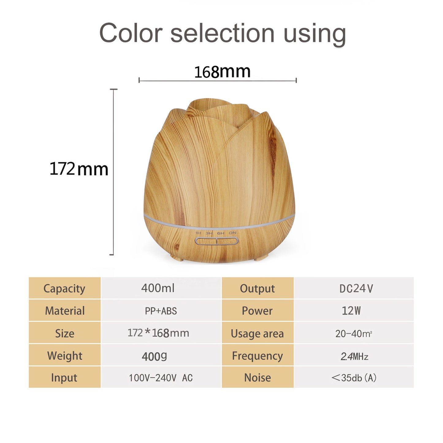 Light Wood Grain 400ml Colorful Light Rose Humidifier