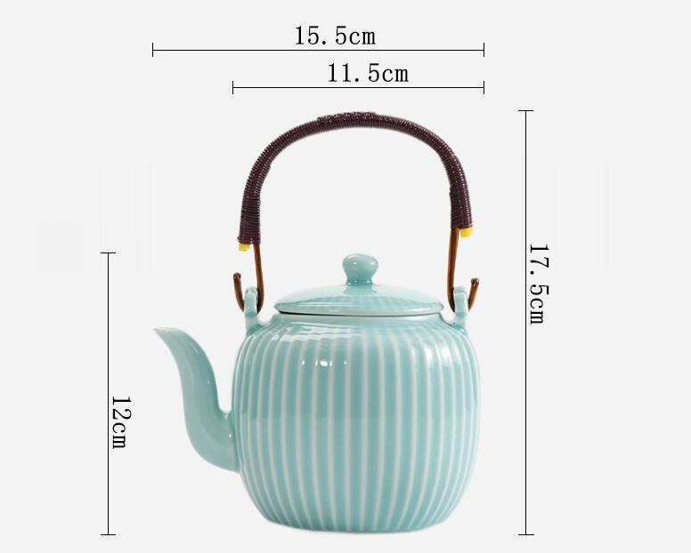 Large Capacity Japanese Style Simple Rib Ceramic Teapot