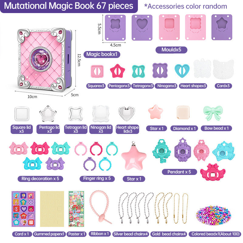 Girls Jewelry Making Kit DIY Arts And Crafts Gifts, Necklace Pendant & Bracelet Crafting Set Versatile Magic Sticker Machine Magic Book Children's DIY Making Christmas Gift Jewelry Gift Set For Kids G