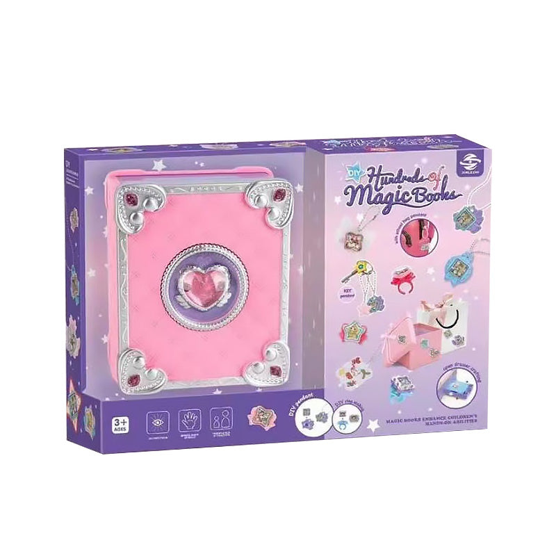 Girls Jewelry Making Kit DIY Arts And Crafts Gifts, Necklace Pendant & Bracelet Crafting Set Versatile Magic Sticker Machine Magic Book Children's DIY Making Christmas Gift Jewelry Gift Set For Kids G