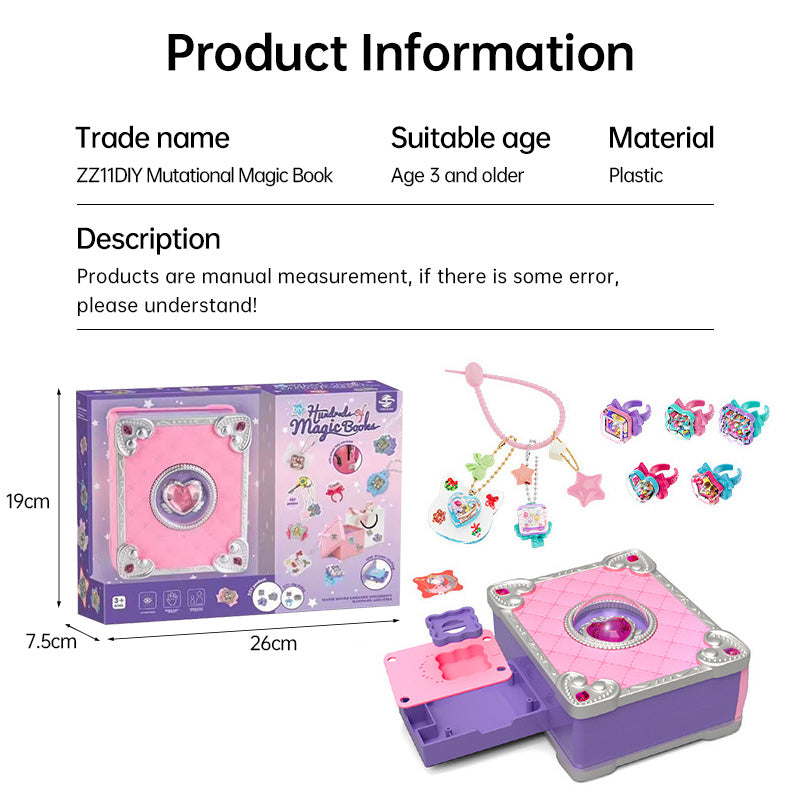 Girls Jewelry Making Kit DIY Arts And Crafts Gifts, Necklace Pendant & Bracelet Crafting Set Versatile Magic Sticker Machine Magic Book Children's DIY Making Christmas Gift Jewelry Gift Set For Kids G