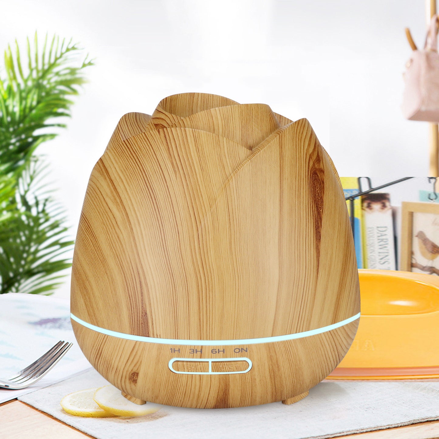 Light Wood Grain 400ml Colorful Light Rose Humidifier