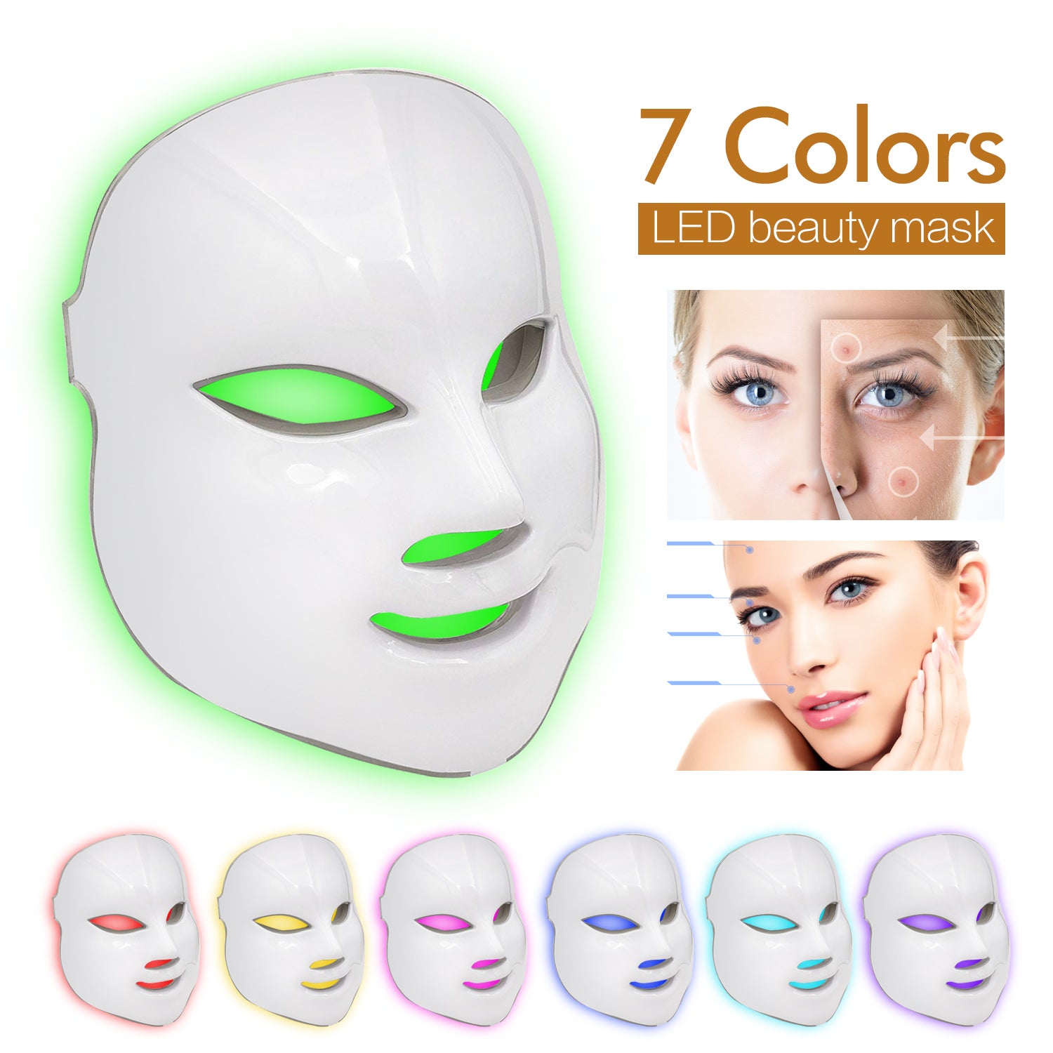 LED Face Mask | 7 Colors LED Mask | WhiteDiamonds